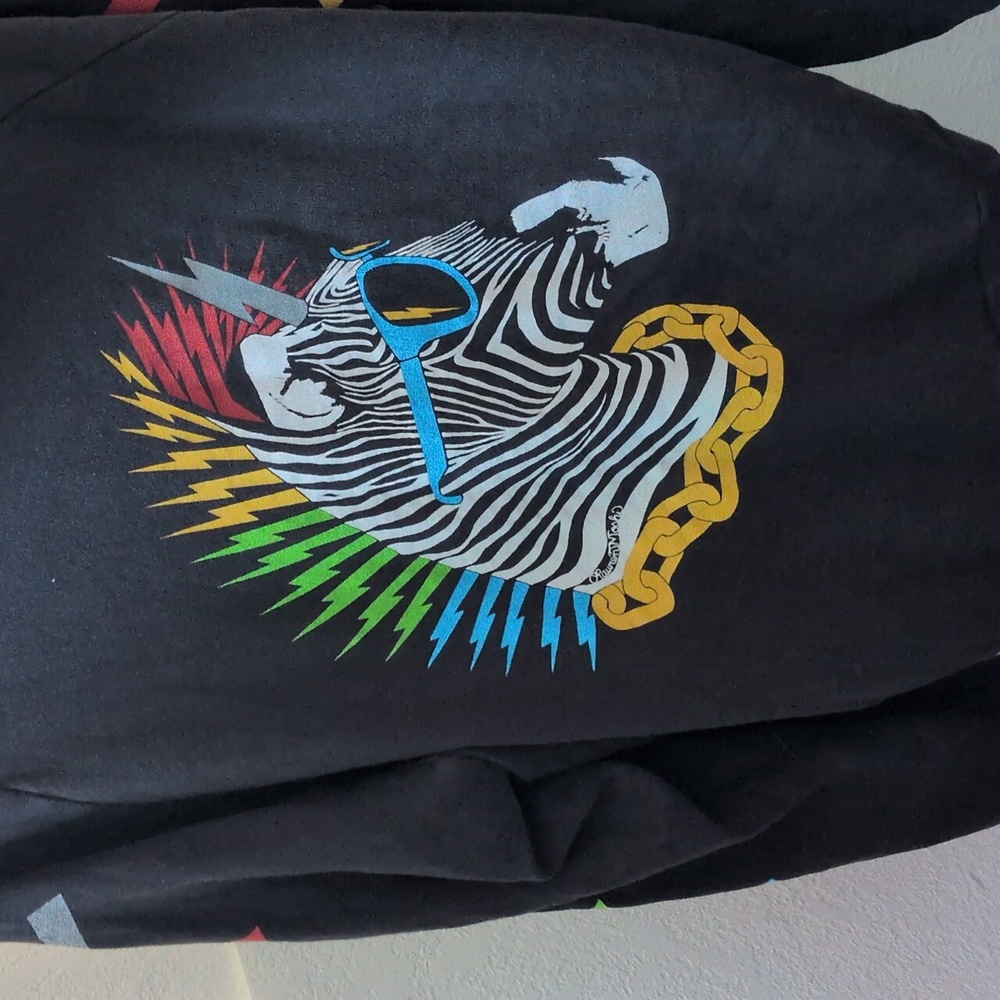 ✨ Lauren Moshi Lightweight Thermal Zebra Lightning Rainbow Hoodie Size L - Picture 5 of 8